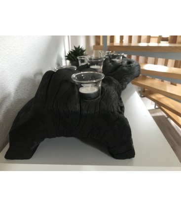 Wooden candle holder - SMOKY